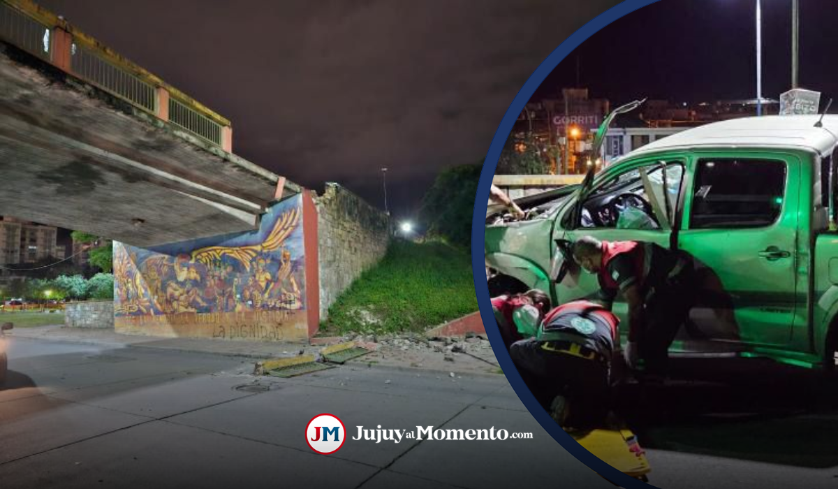 Tremendo choque en Gorriti: camioneta rompió el Puente Tucumán