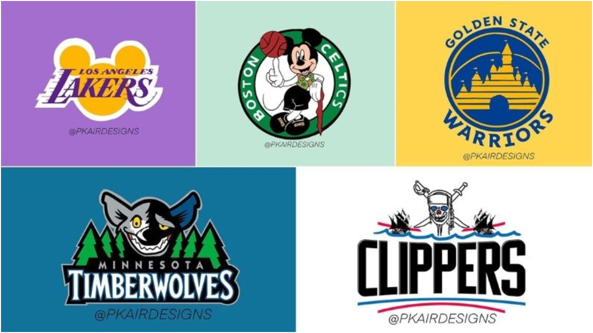 Fusionaron los logos de los equipos de la NBA con los personajes de Disney