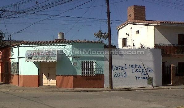 El FPV hace proselitismo “pintando” domicilios particulares