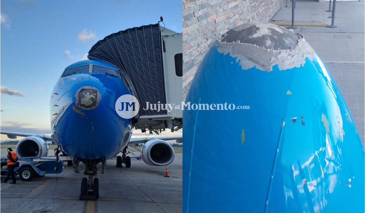 Temporal en el país: así quedó un avión que aterrizó en Jujuy