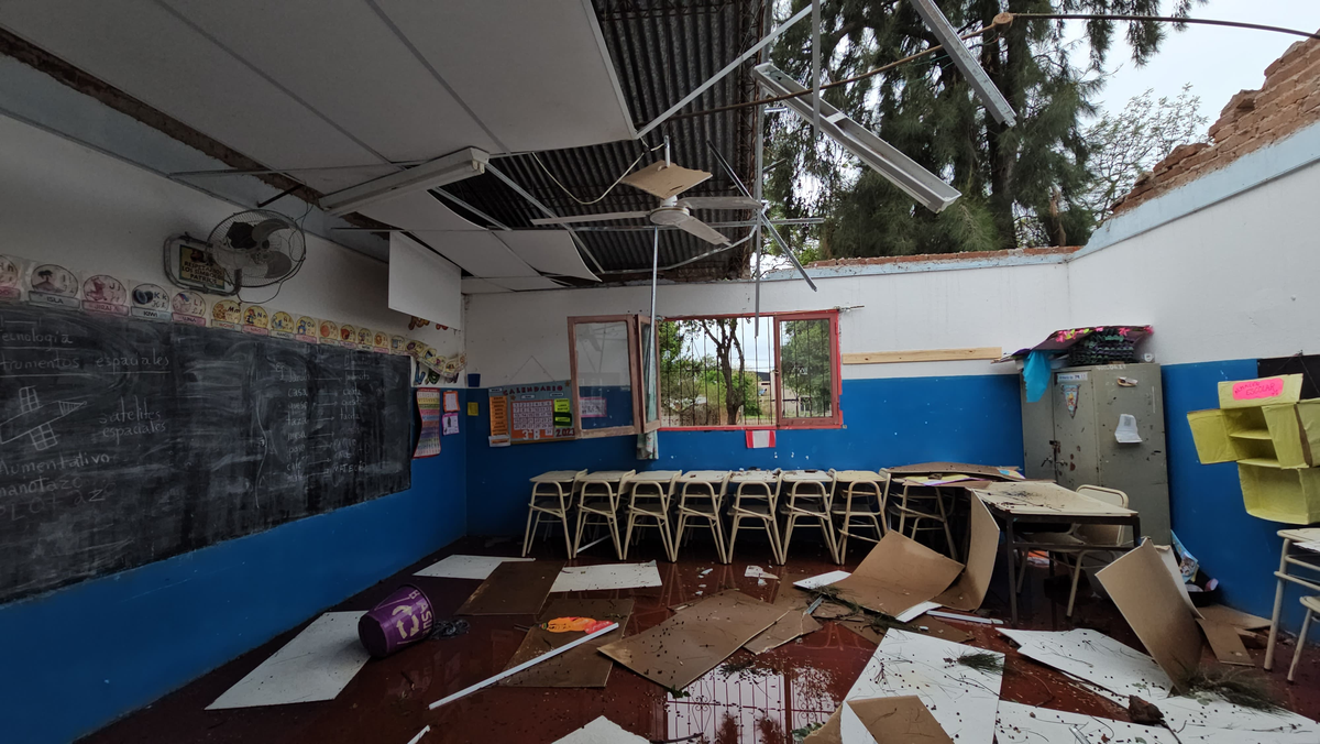 Se volaron los techos: el temporal causó destrozos en una escuela jujeña