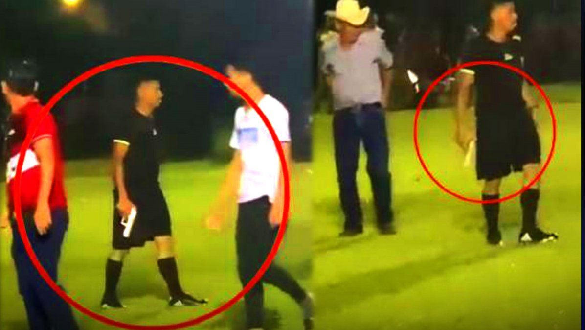 Insólito: árbitro hondureño se defendió con un arma en medio del partido