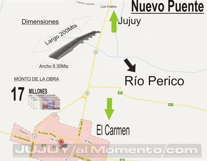 Construyen un nuevo puente sobre el Río Perico en la Ruta 9