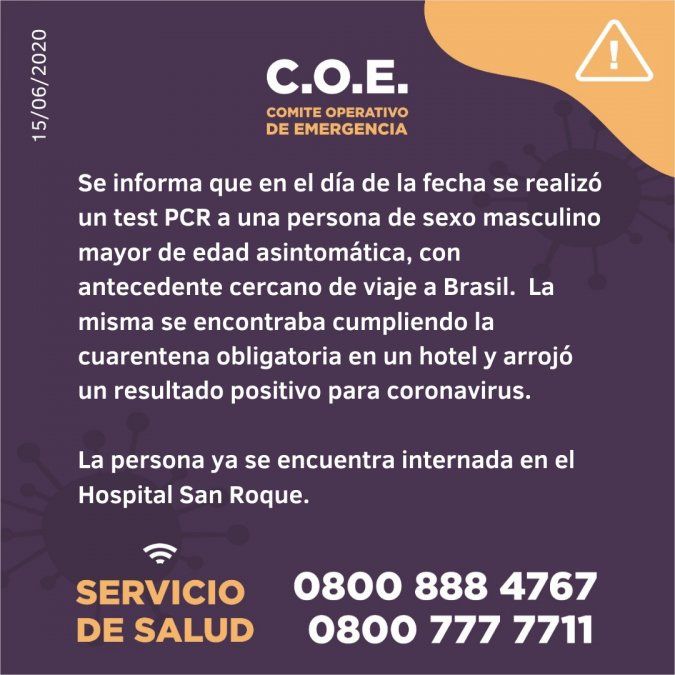 Nuevo caso de coronavirus en Jujuy y suman 10 desde el inicio de la epidemia