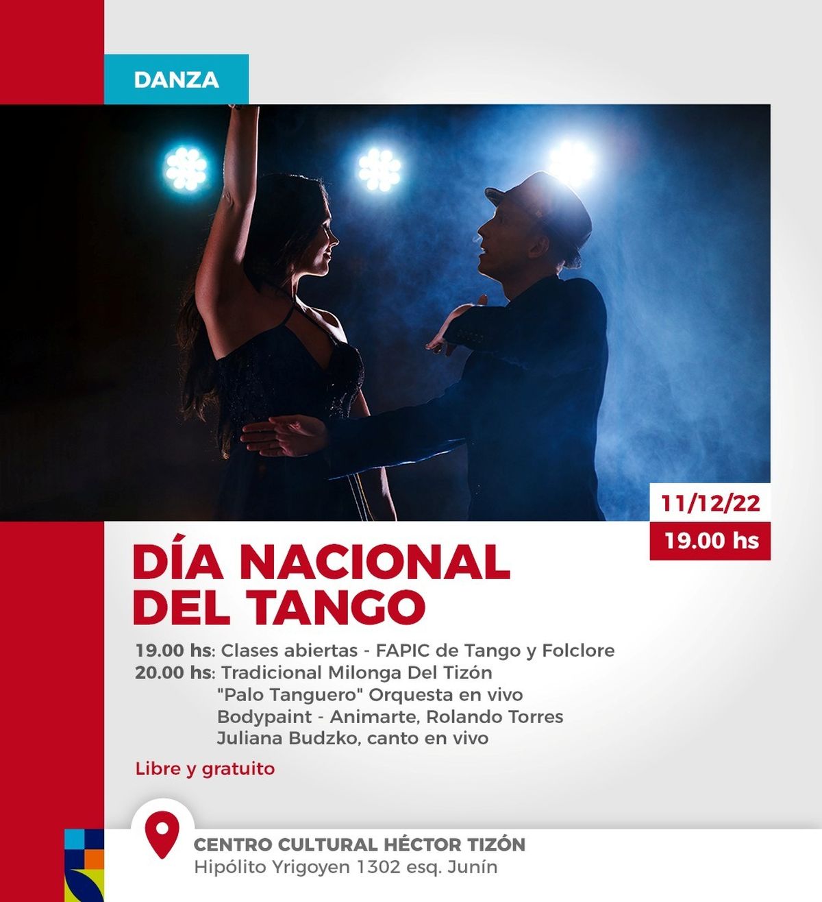 Clases abiertas y música en vivo por el Día Nacional del Tango